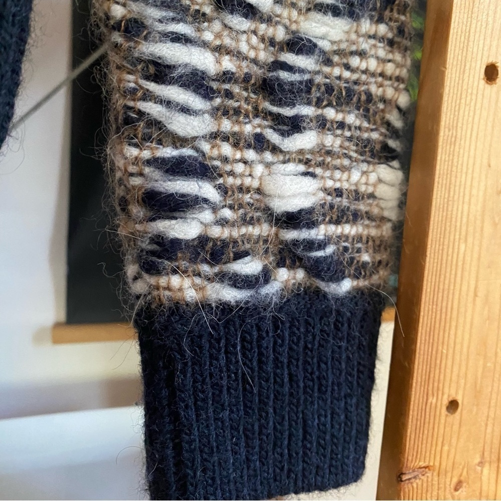 Sita Murt Scandinavian Wool Blend Knit Crewneck Sweater Blue Tan White Small - Picture 9 of 16